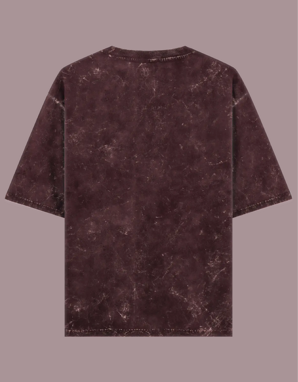 Unisex Maroon Acid Washed Oversized T-Shirt
