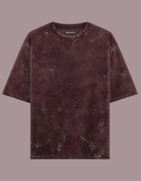 Unisex Maroon Acid Washed Oversized T-Shirt