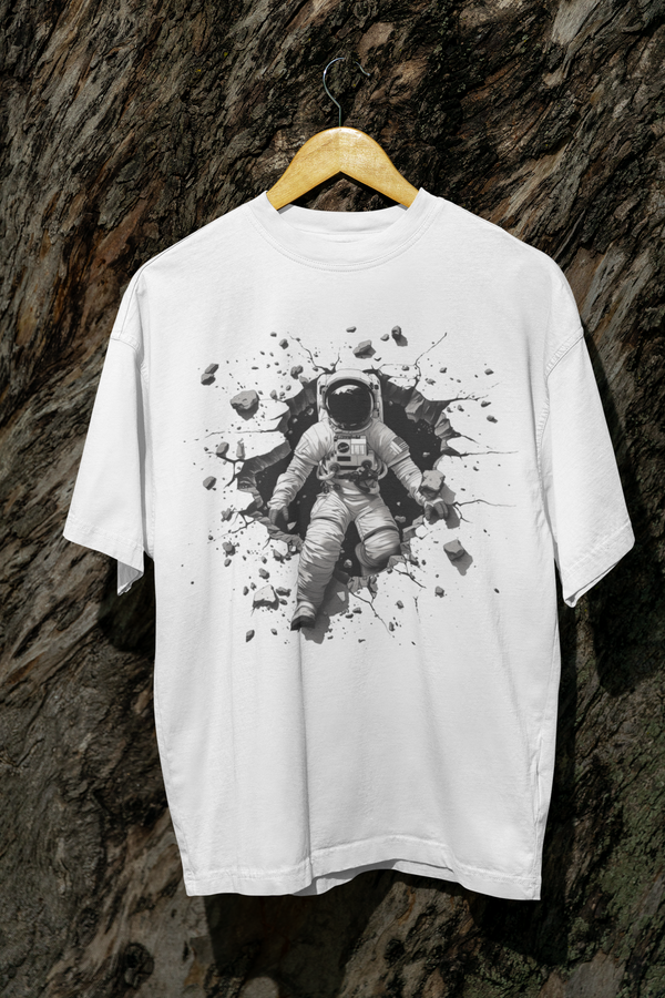 Astronaut Unisex Terry Oversized Graphic Printed T-shirt