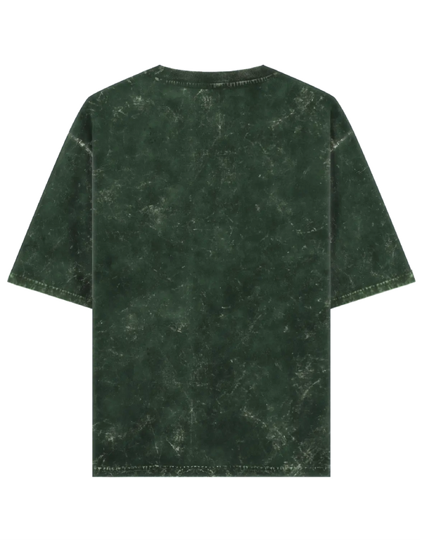 Unisex Bottle Green Acid Washed Oversized T-Shirt