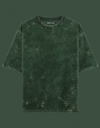 Unisex Bottle Green Acid Washed Oversized T-Shirt