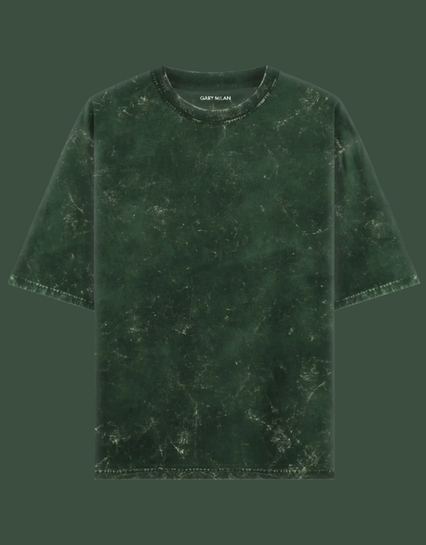 Unisex Bottle Green Acid Washed Oversized T-Shirt