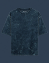 Unisex Navy Blue Acid Washed Oversized T-Shirt