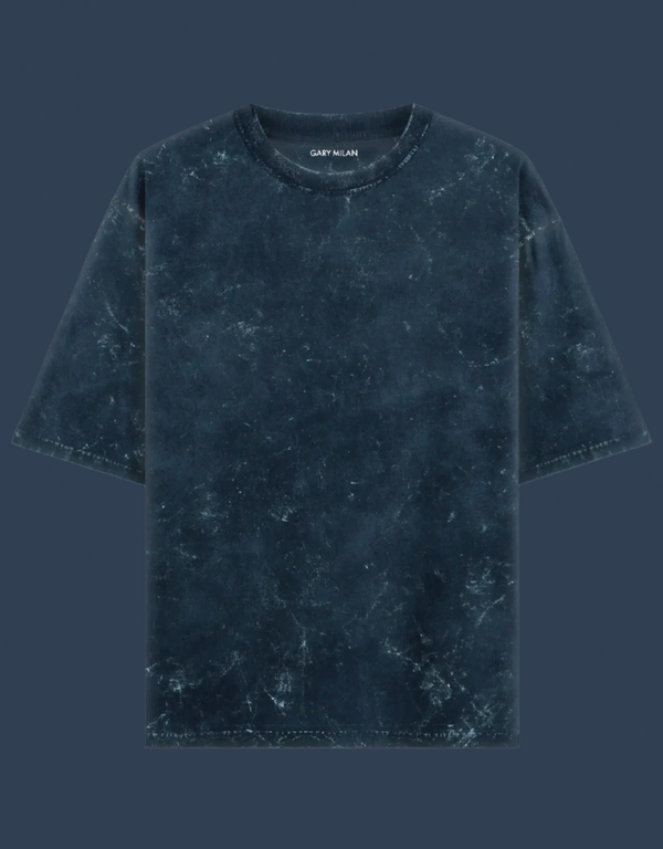 Unisex Navy Blue Acid Washed Oversized T-Shirt