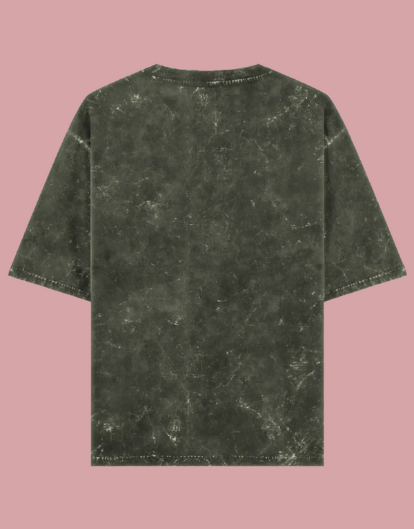Unisex Olive Green Acid Washed Oversized T-Shirt
