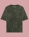 Unisex Olive Green Acid Washed Oversized T-Shirt