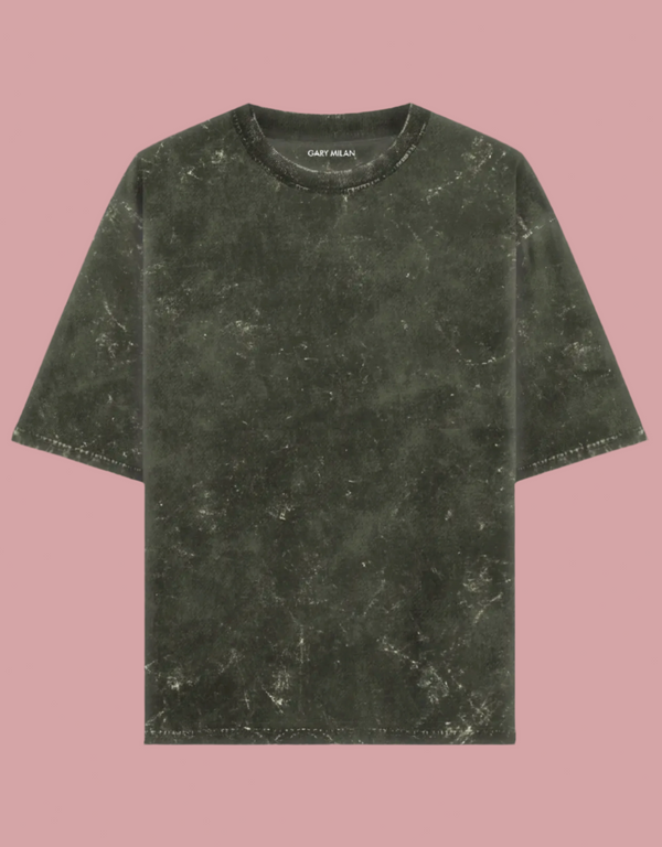Unisex Olive Green Acid Washed Oversized T-Shirt